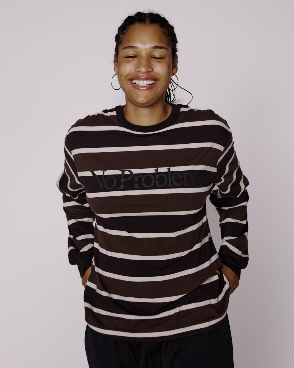 NO PROBLEMO STRIPED LS TEE