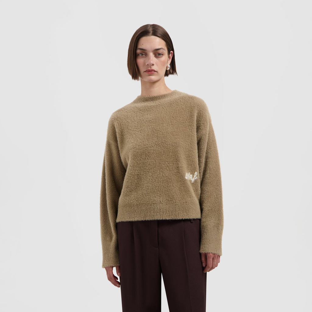 FLUFFY SCRIPT LOGO KNIT