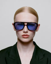 A. KJAERBEDE Kaya demi tortoise blue lens sunglasses
