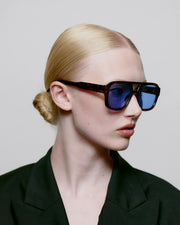 A. KJAERBEDE Kaya demi tortoise blue lens sunglasses
