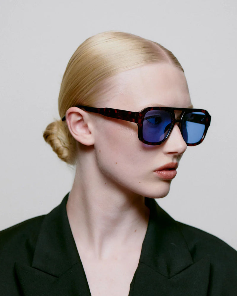A. KJAERBEDE Kaya demi tortoise blue lens sunglasses