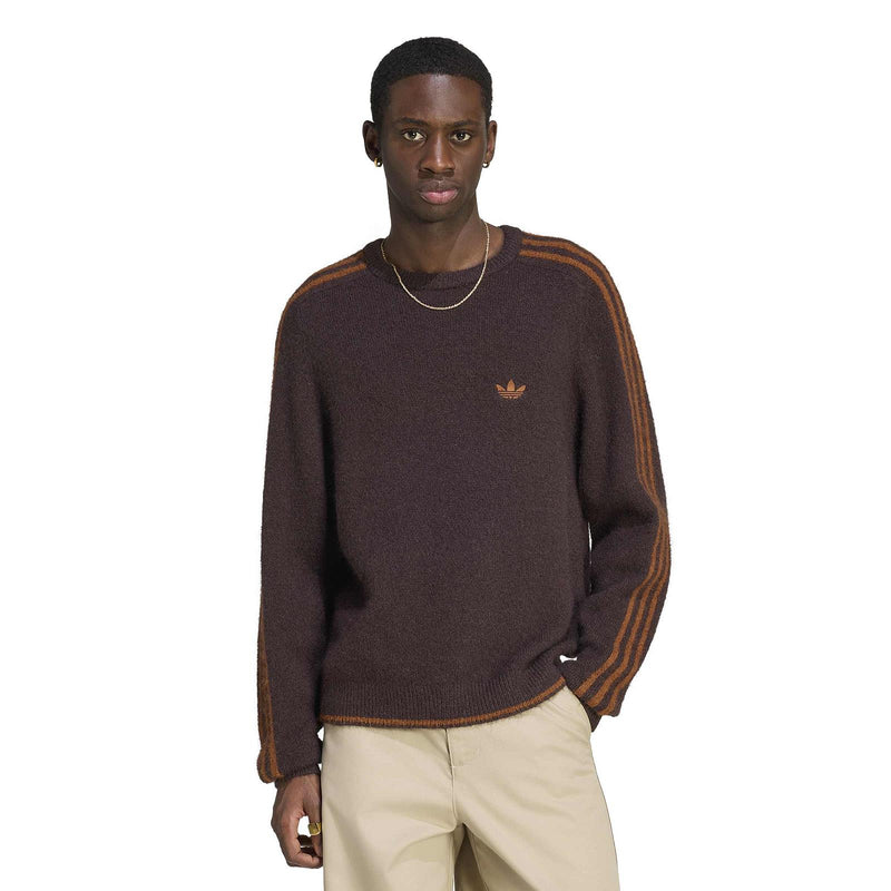 ADIDAS 3 Stripes fluffy knit crew sweatshirt aurora coffee KS4107