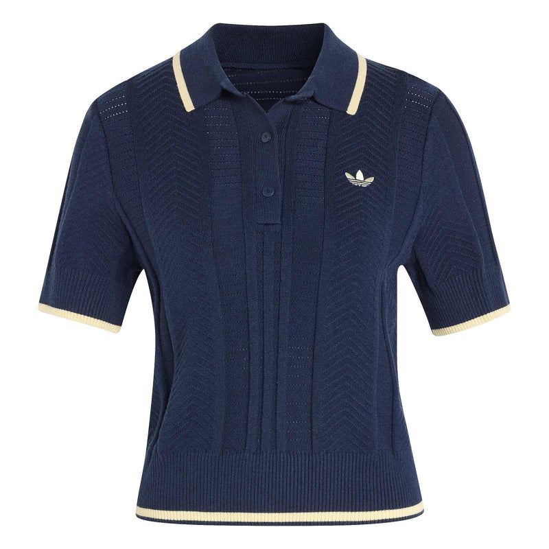 ADIDAS Cable knit Cali tee polo blue