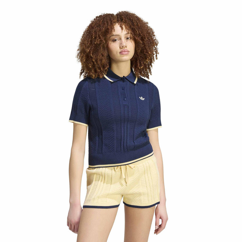 ADIDAS Cable knit Cali tee polo blue