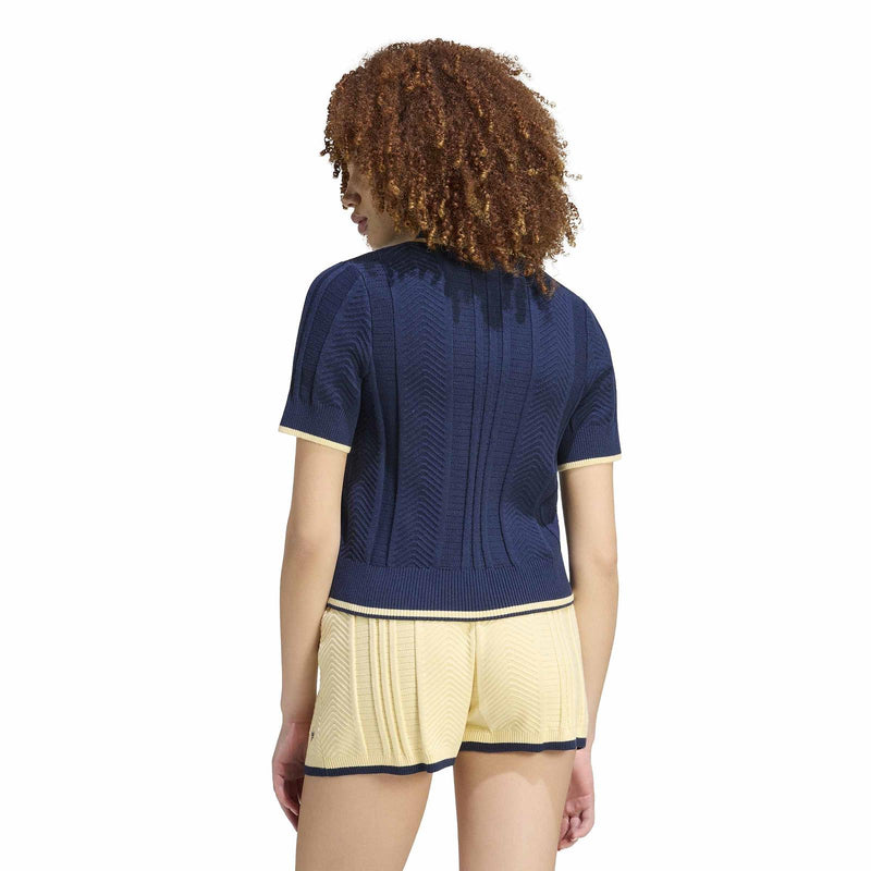 ADIDAS Cable knit Cali tee polo blue