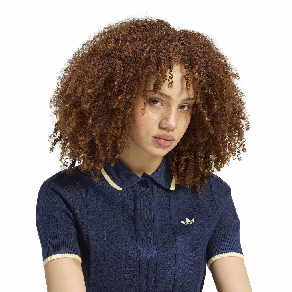 ADIDAS Cable knit Cali tee polo blue