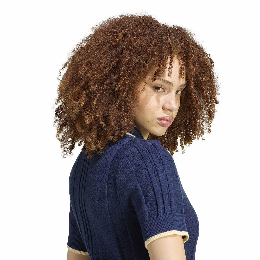 ADIDAS Cable knit Cali tee polo blue