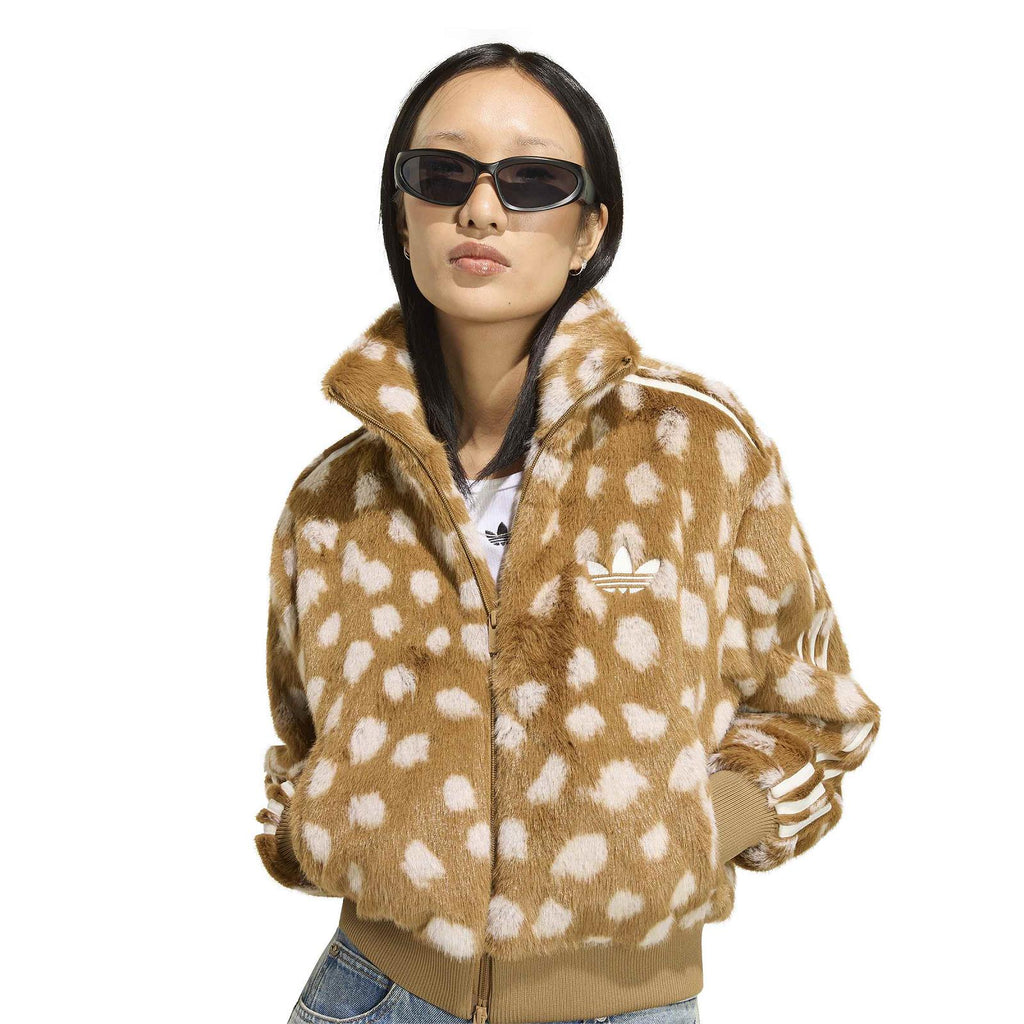 ADIDAS Faux fur animal print firebird jacket KT2142