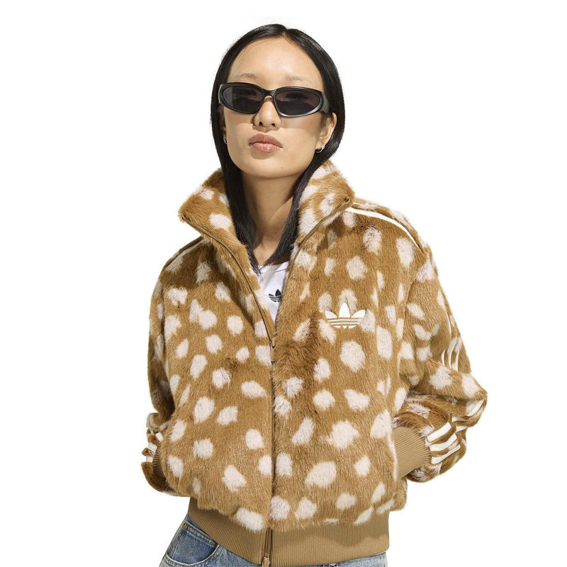 ADIDAS Faux fur animal print firebird jacket KT2142