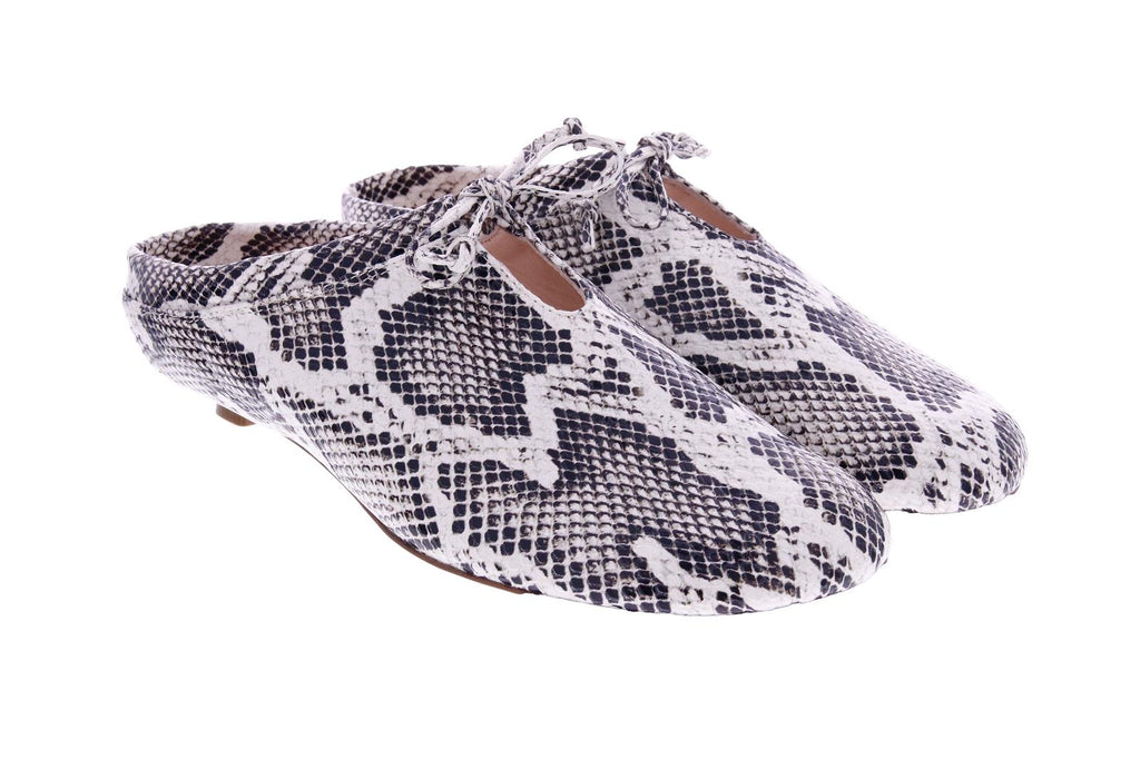 AGL Abe easy mules fog snake print
