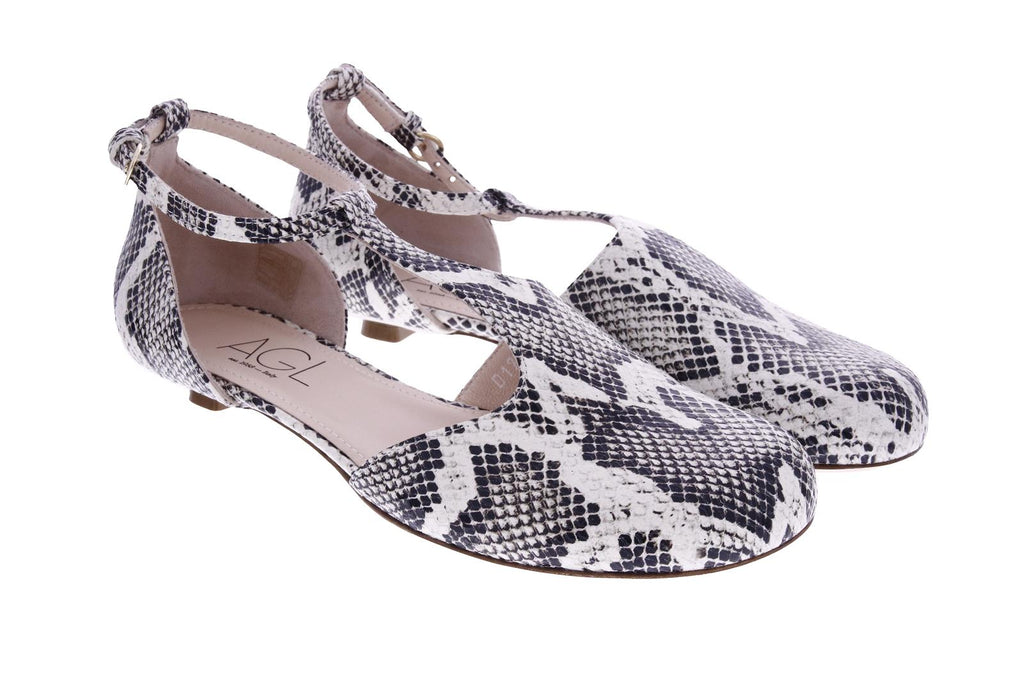 AGL Abe t-strap shoes fog snake print