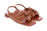 ALLAN K Winnie flower sandals camel