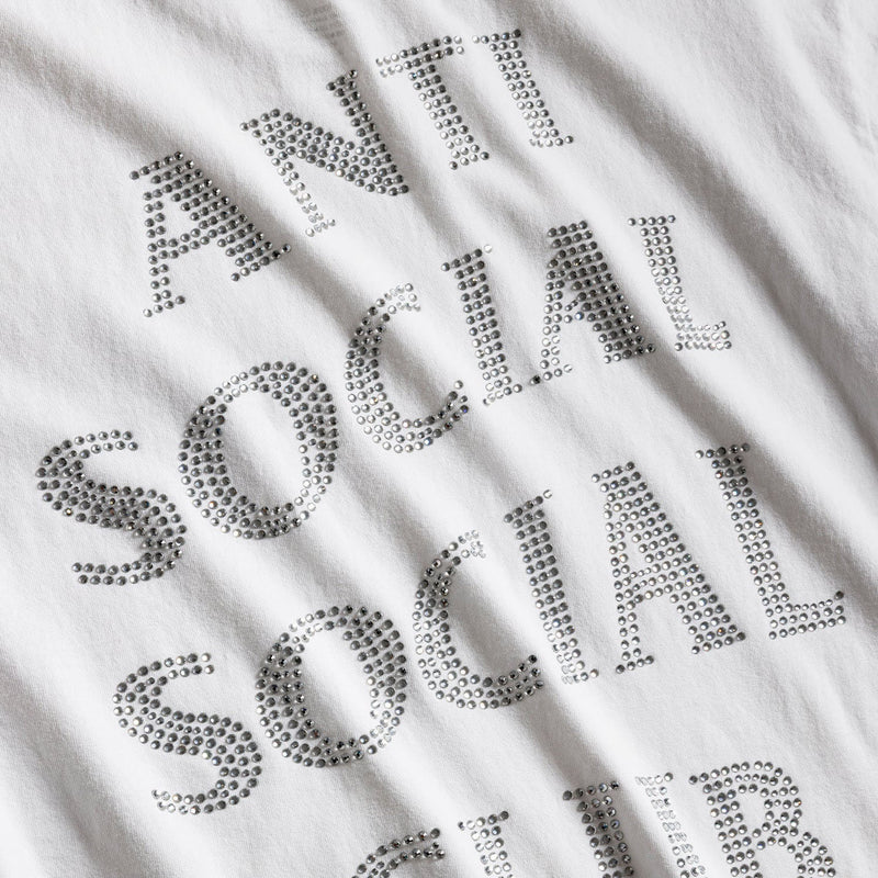 ANTI SOCIAL SOCIAL CLUB Rhinestone mind games tee white