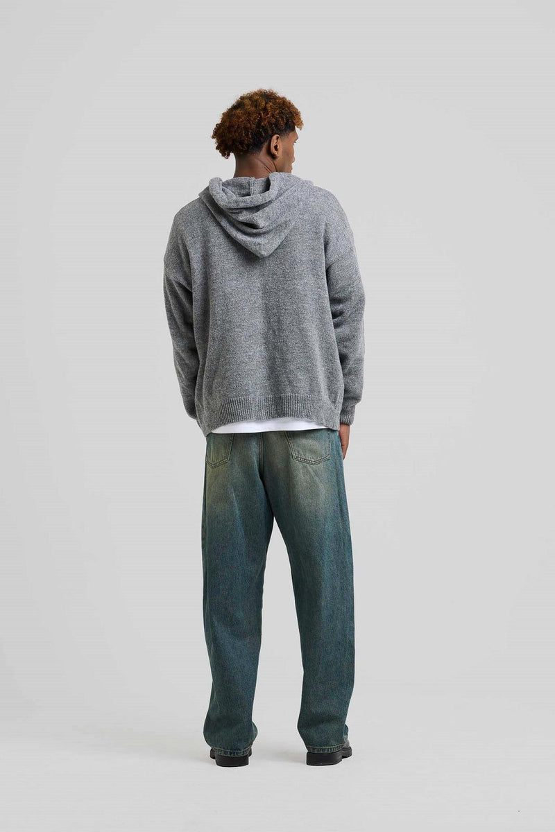 ARBOR ANTWERP Alpaca knitted hoodie melange grey