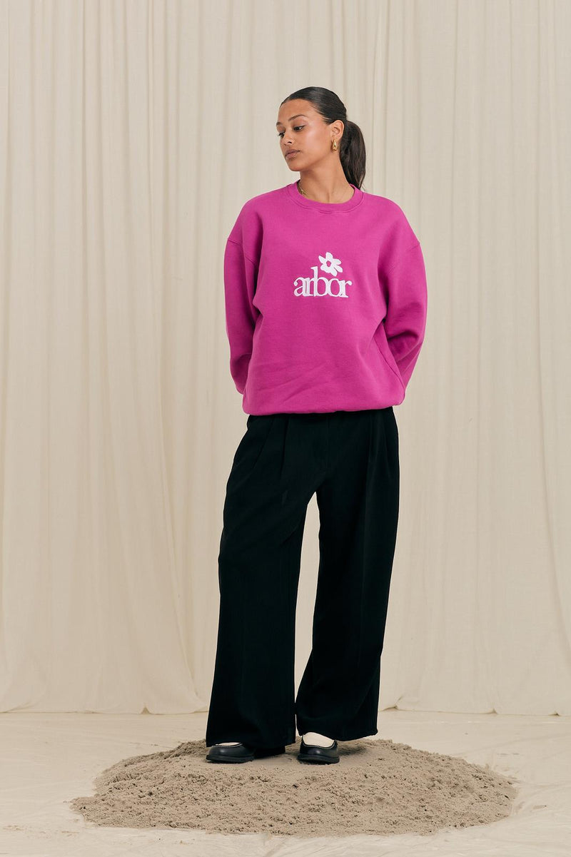 ARBOR ANTWERP Arbor flower purple crewneck sweater