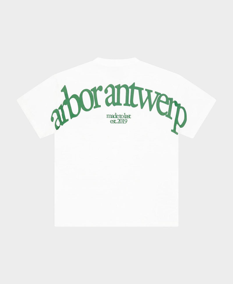 ARBOR ANTWERP Big back logo green t-shirt white