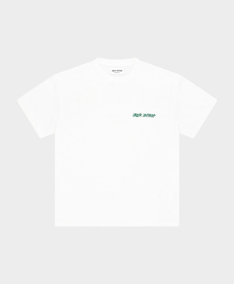 ARBOR ANTWERP Big back logo green t-shirt white