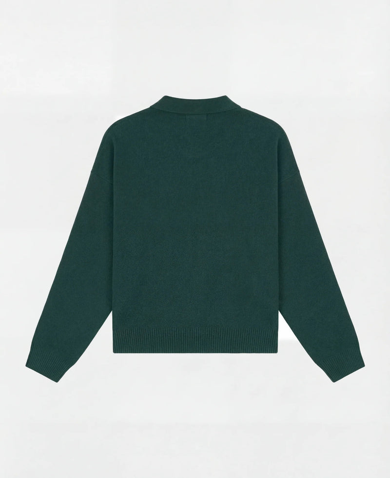GREEN FLOWER POLO KNIT