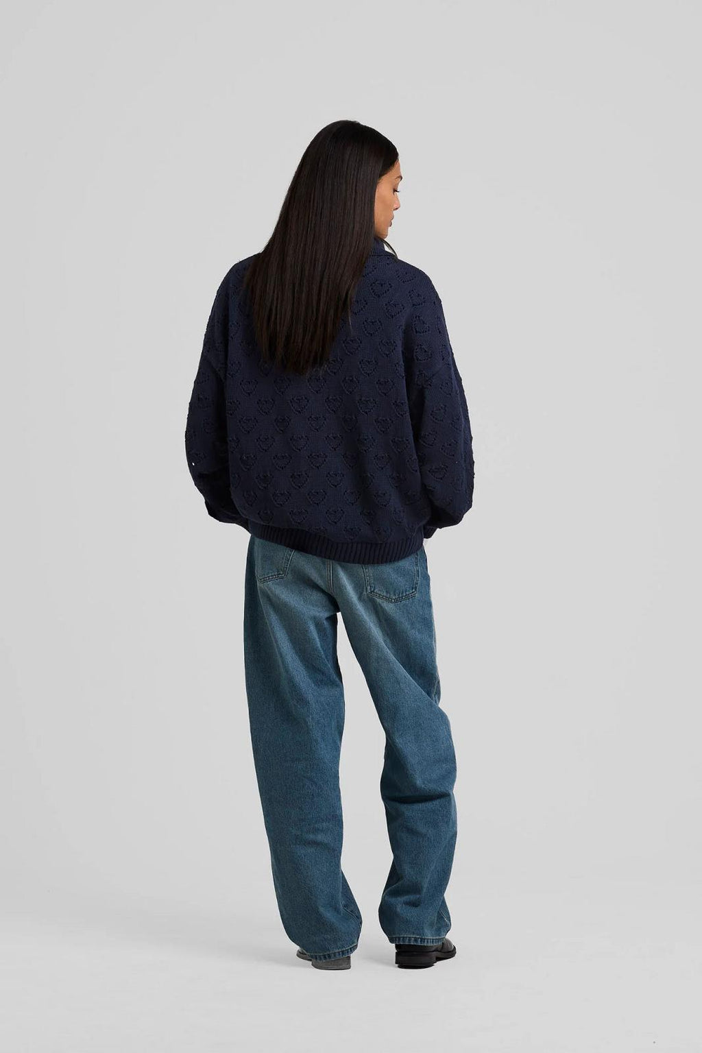 ARBOR ANTWERP Heart zip knit blue