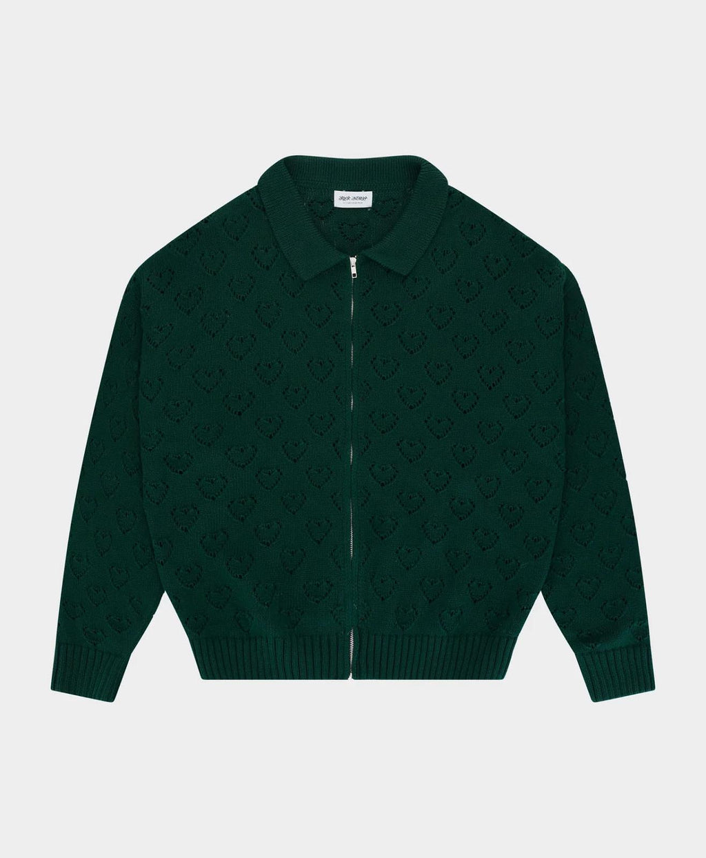 ARBOR ANTWERP Heart zip knit green