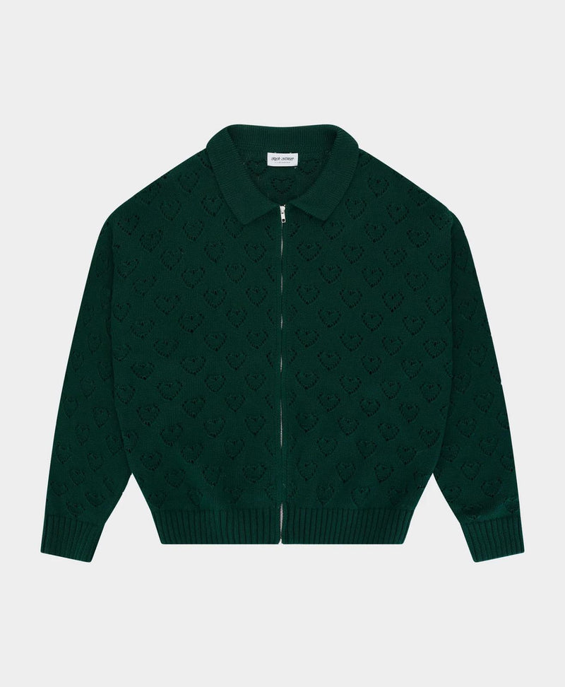 ARBOR ANTWERP Heart zip knit green