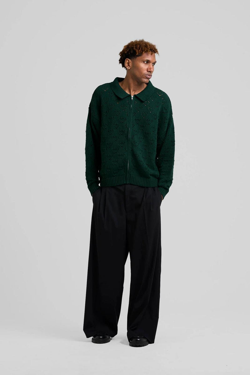 ARBOR ANTWERP Heart zip knit green