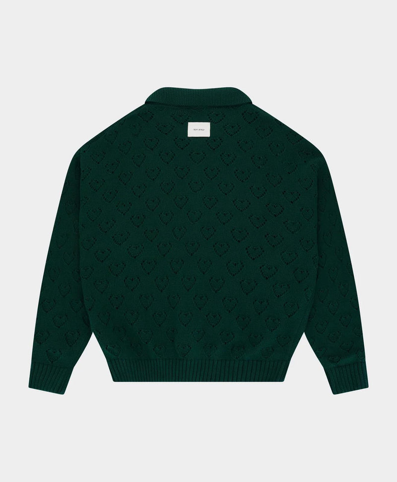 ARBOR ANTWERP Heart zip knit green