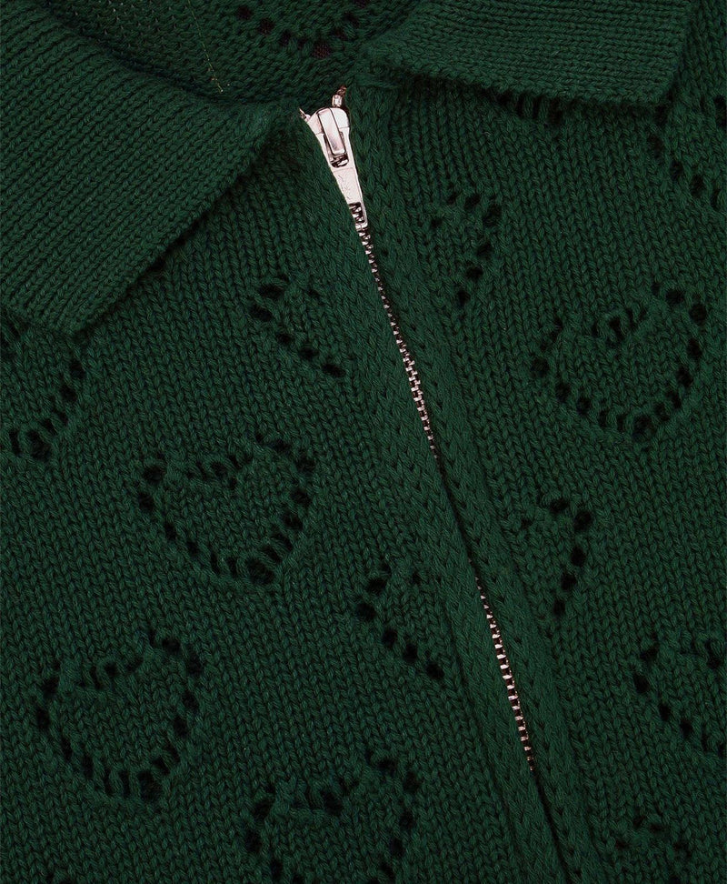 ARBOR ANTWERP Heart zip knit green