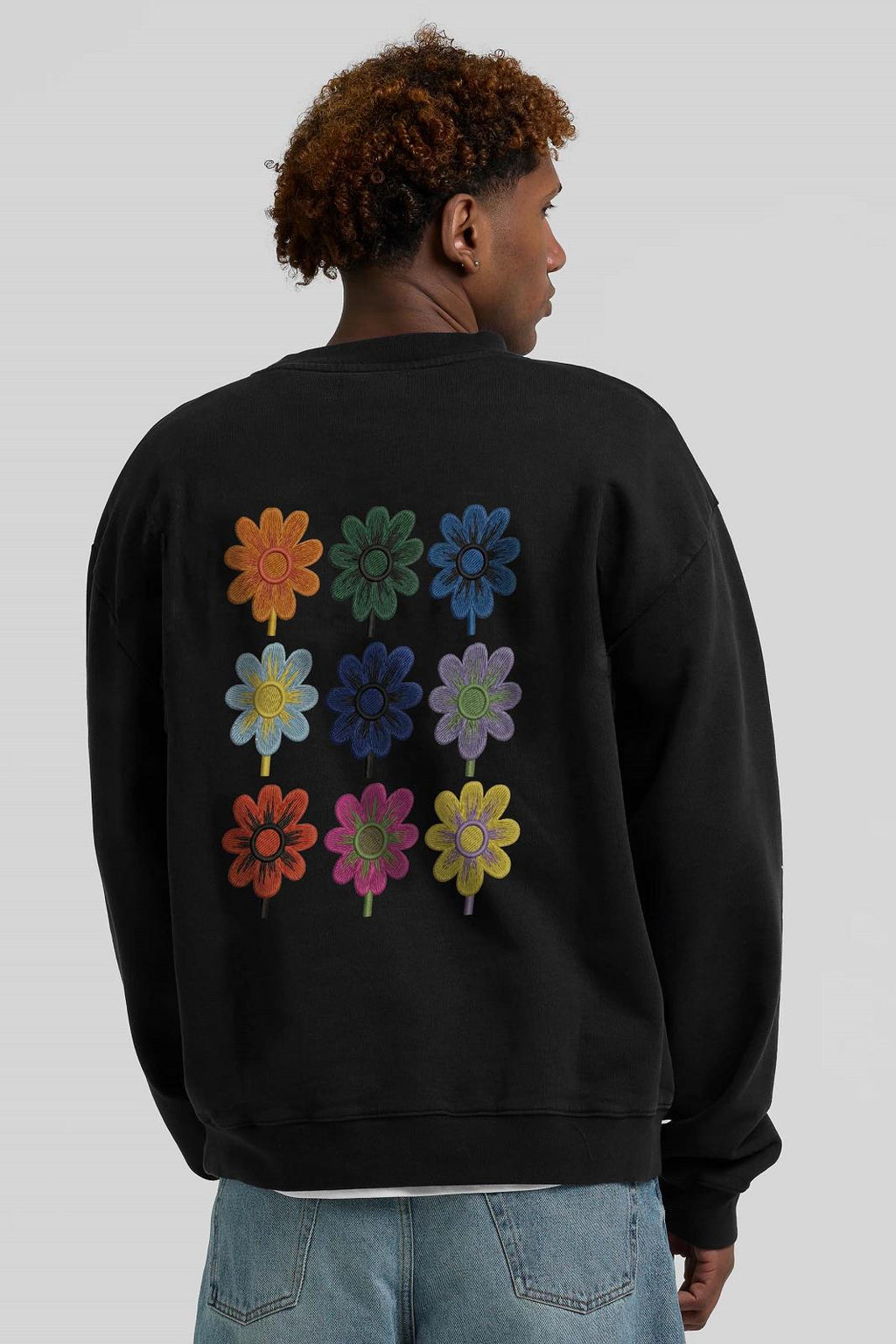 ARBOR ANTWERP Nine flowers crewneck black