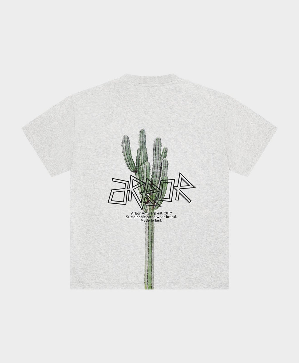ARBOR ANTWERP Pixel cactus melange grey t-shirt