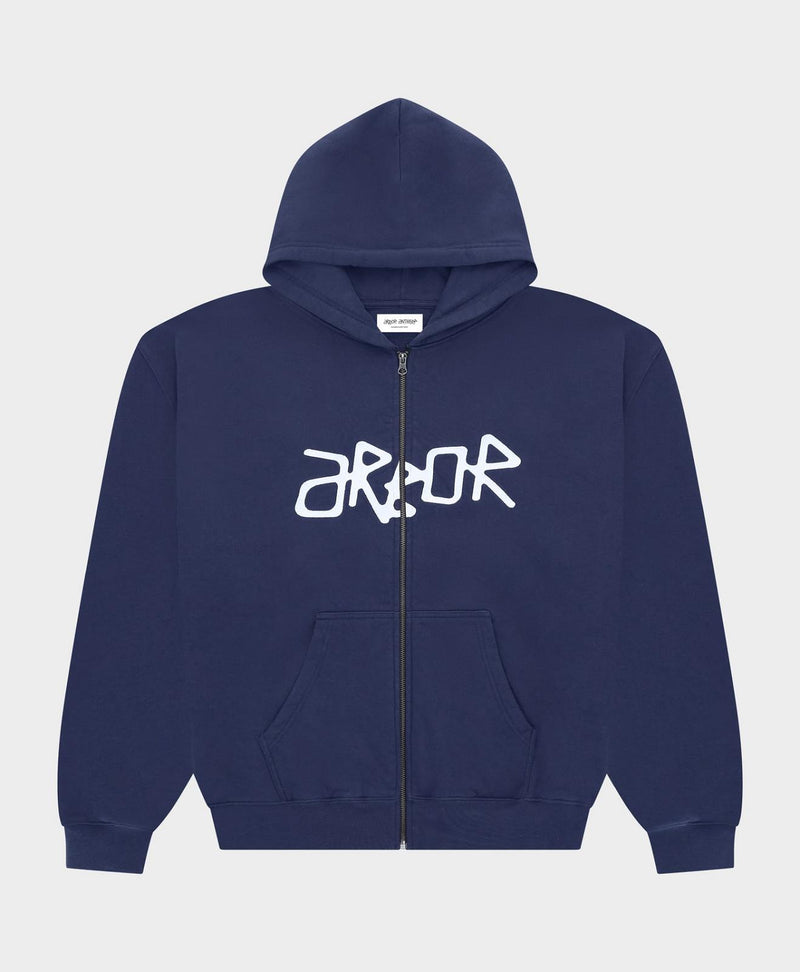 ARBOR ANTWERP Real Arbor zip-up hoodie blue
