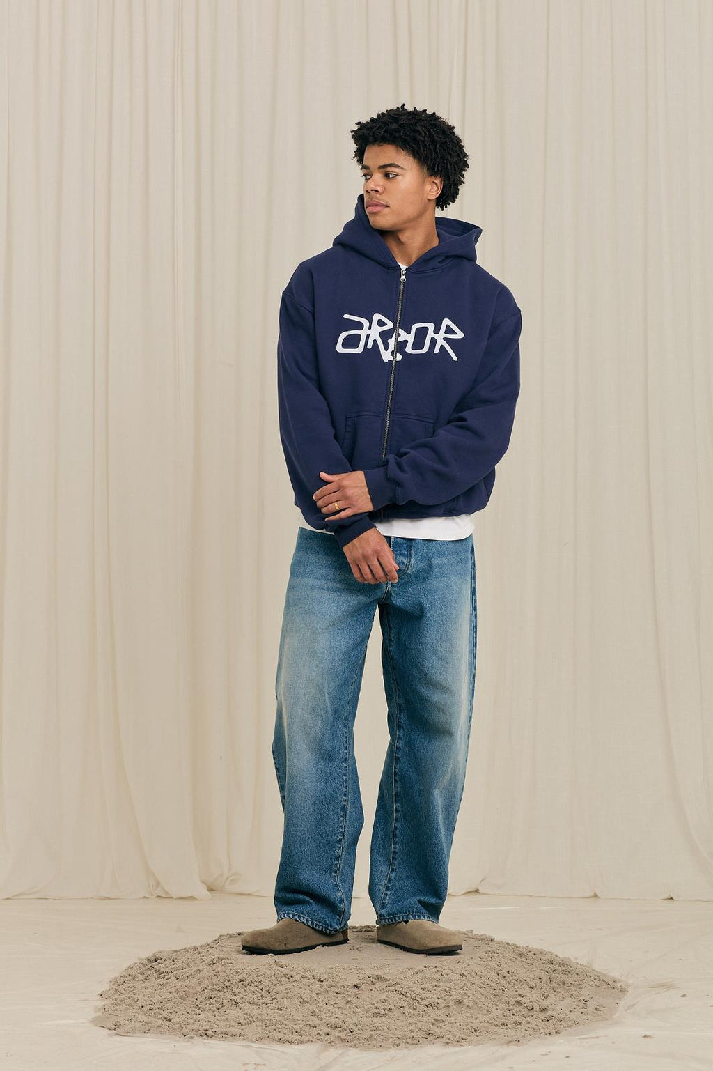ARBOR ANTWERP Real Arbor zip-up hoodie blue
