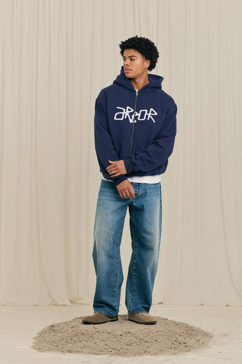 ARBOR ANTWERP Real Arbor zip-up hoodie blue