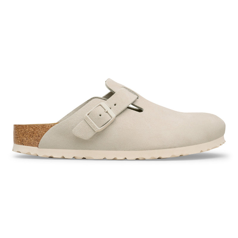 BIRKENSTOCK Boston mules oyster white suede