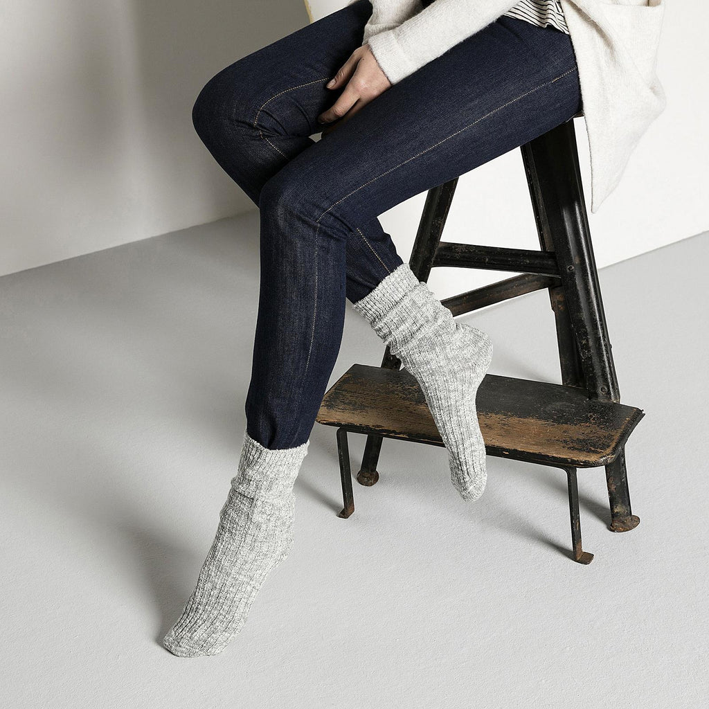 BIRKENSTOCK Cotton slub women's socks grey white