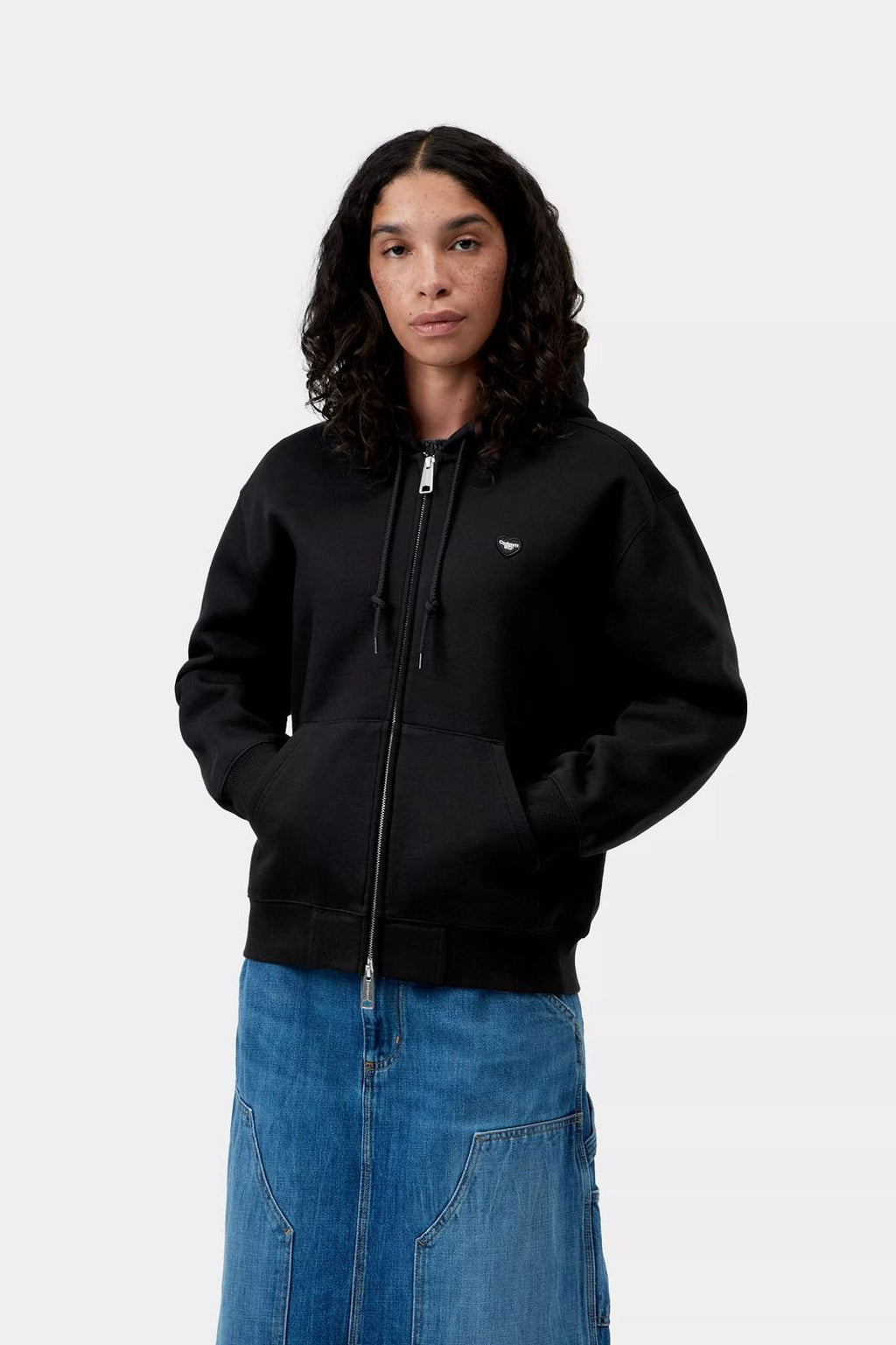 CARHARTT WIP Hooded small heart patch jacket black