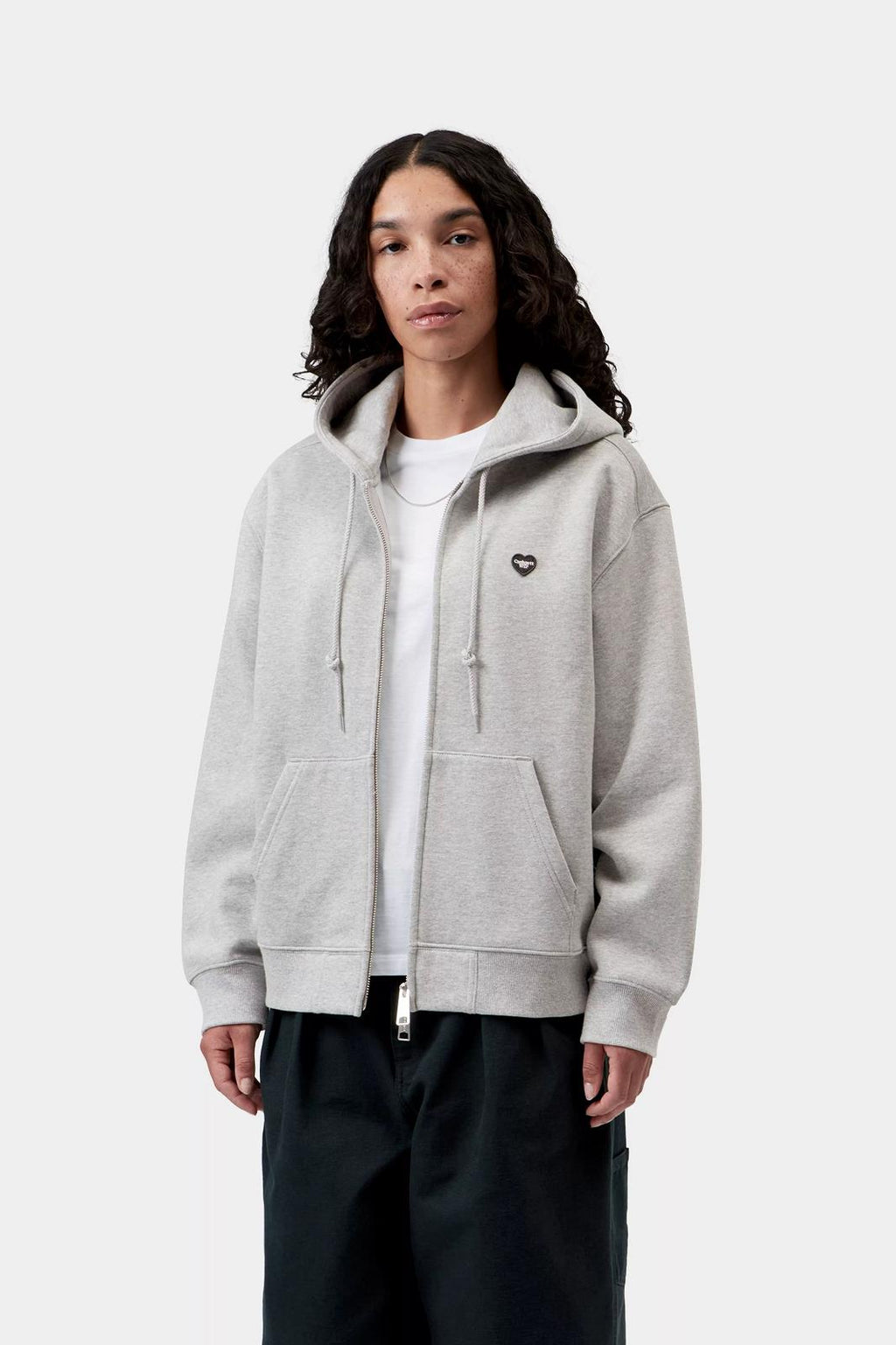 CARHARTT WIP Hooded small heart patch jacket grey heather