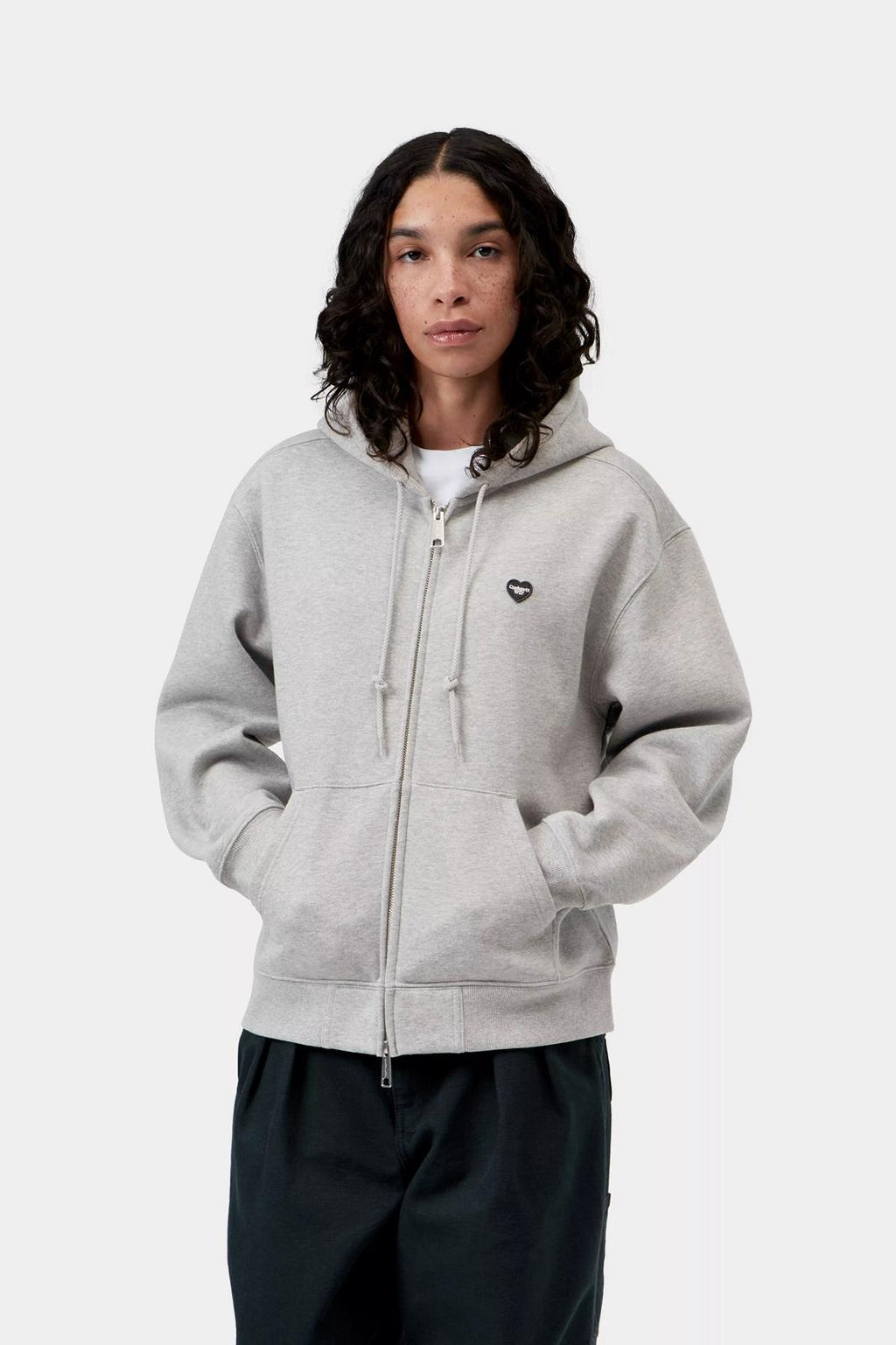 CARHARTT WIP Hooded small heart patch jacket grey heather