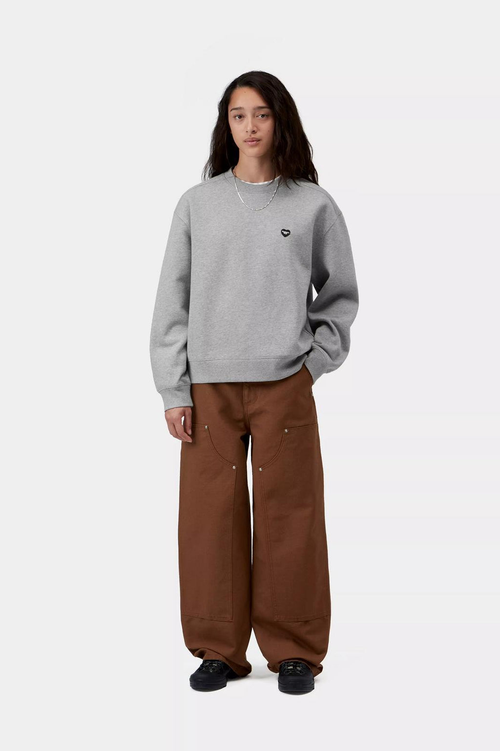 CARHARTT WIP Small heart patch sweat grey heather