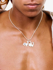 CARNE BOLLENTE Blingy bunny necklace silver