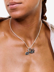 CARNE BOLLENTE Blingy bunny necklace silver