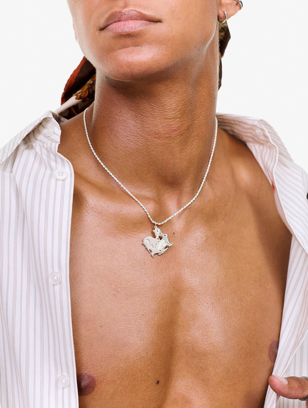CARNE BOLLENTE Blingy bunny necklace silver