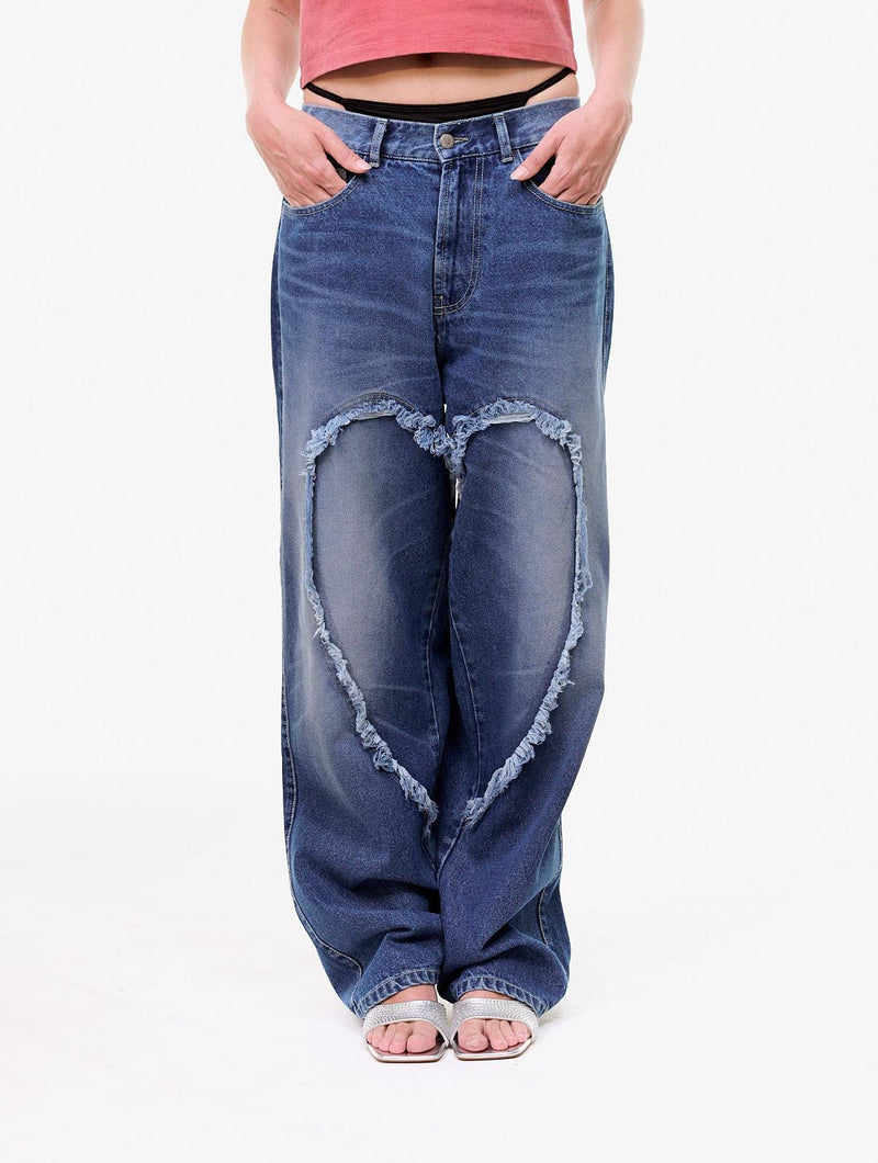 CARNE BOLLENTE Love pants gone wild off blue denim