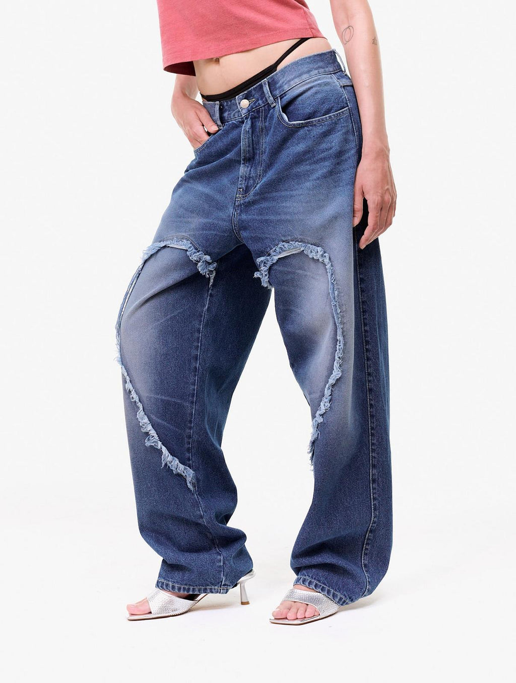 CARNE BOLLENTE Love pants gone wild off blue denim