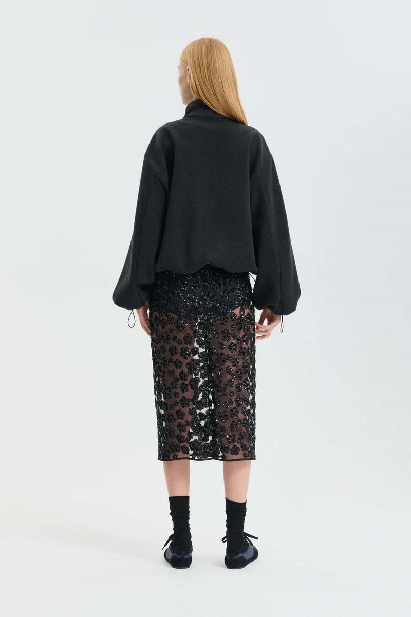CECILIE BAHNSEN Frederik half-zip jacket charcoal grey
