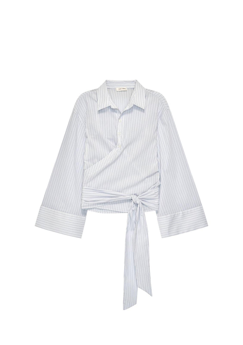 CLUB L'AVENIR Macy wrap shirt blue striped