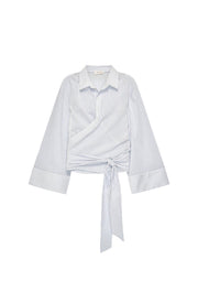 CLUB L'AVENIR Macy wrap shirt blue striped