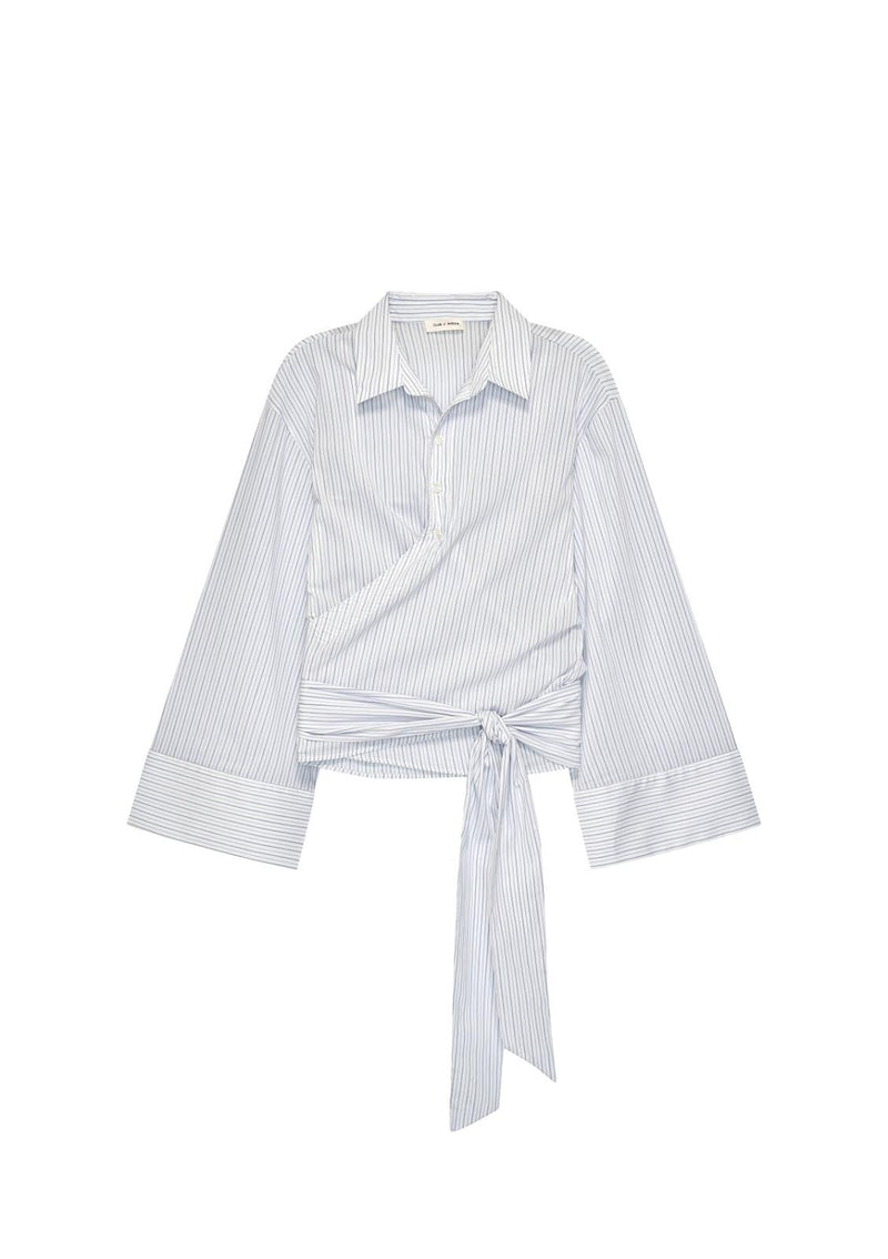 CLUB L'AVENIR Macy wrap shirt blue striped