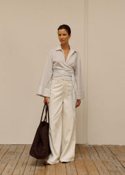 CLUB L'AVENIR Macy wrap shirt blue striped