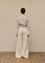 CLUB L'AVENIR Macy wrap shirt blue striped